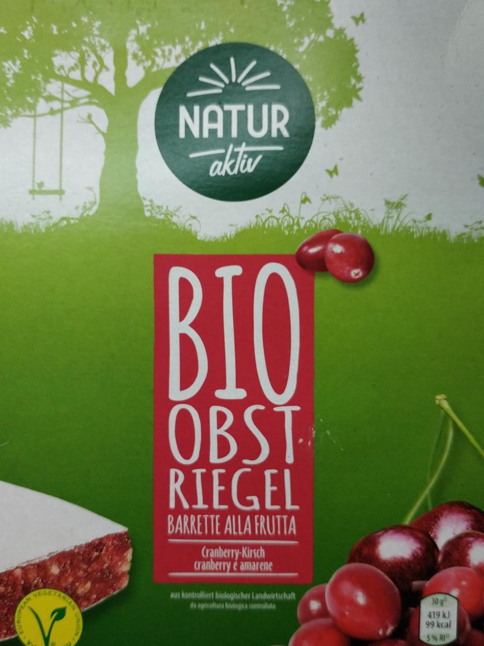 Fotografie - Bio Obst-Riegel Cranberry-Kirsch Natur aktiv