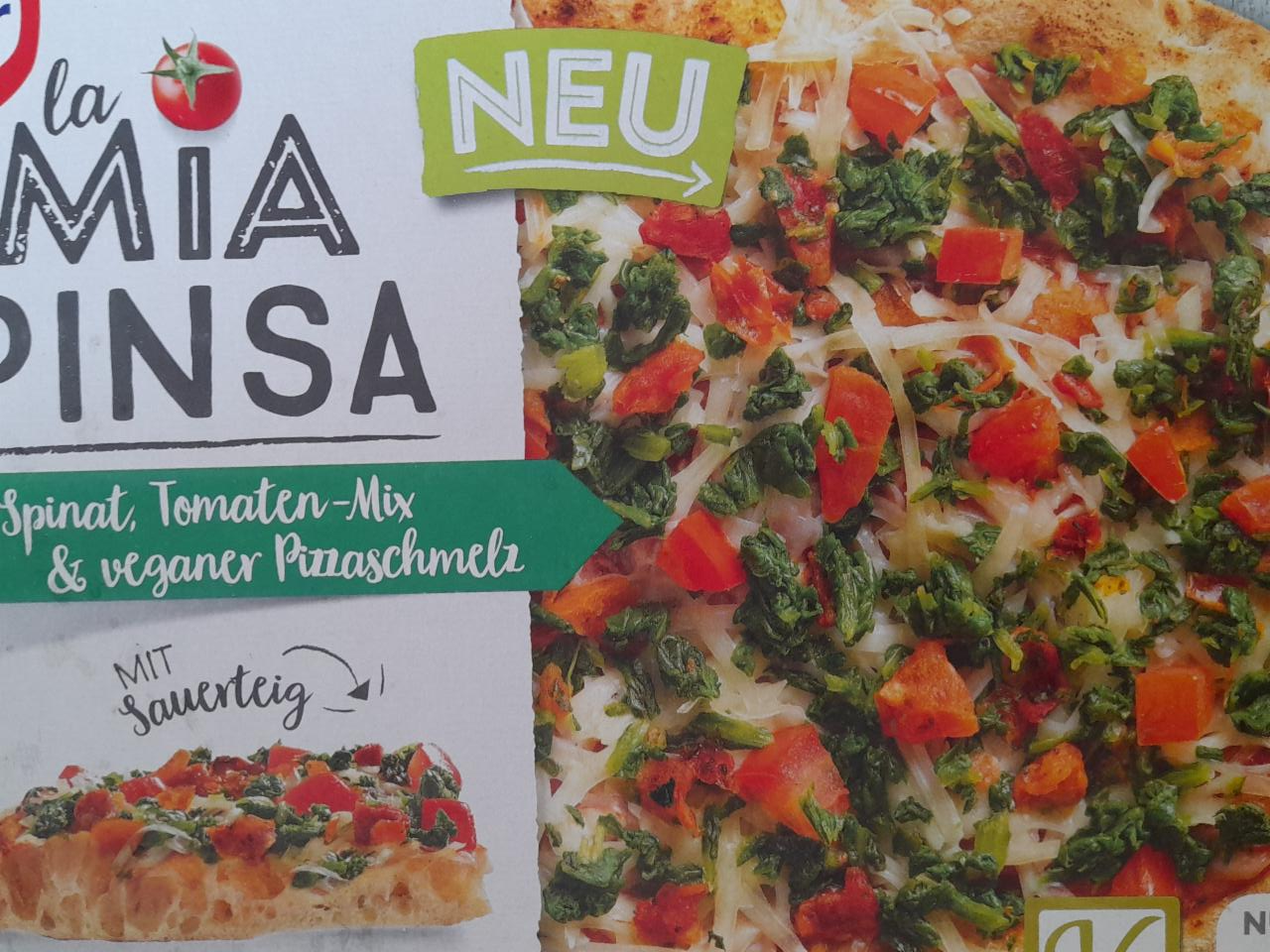 Fotografie - La Mia Pinsa Spinat, Tomaten-Mix & veganer Pizzaschmelz Dr.Oetker