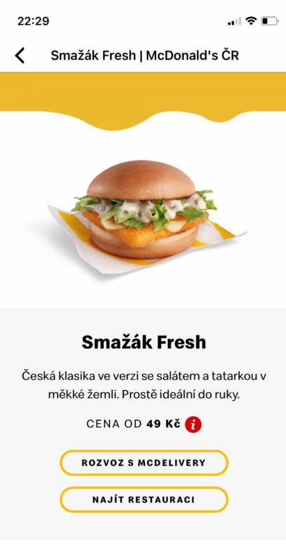Fotografie - smažák fresh McDonald's