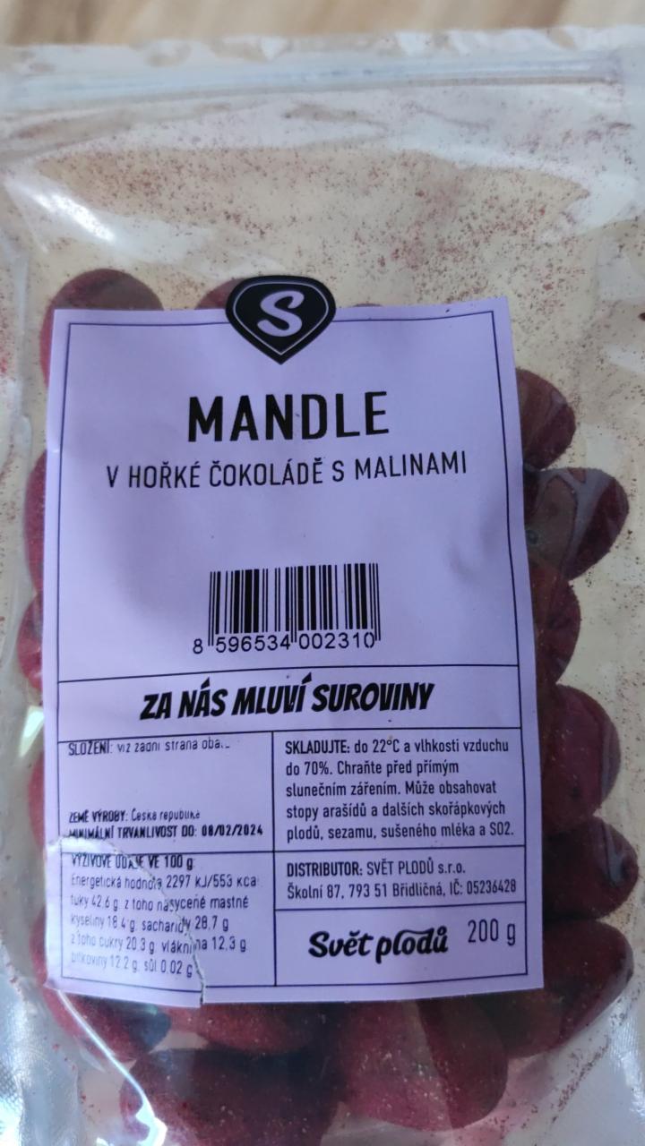 Fotografie - Mandle v hořké čokoládě s malinami Svět plodů