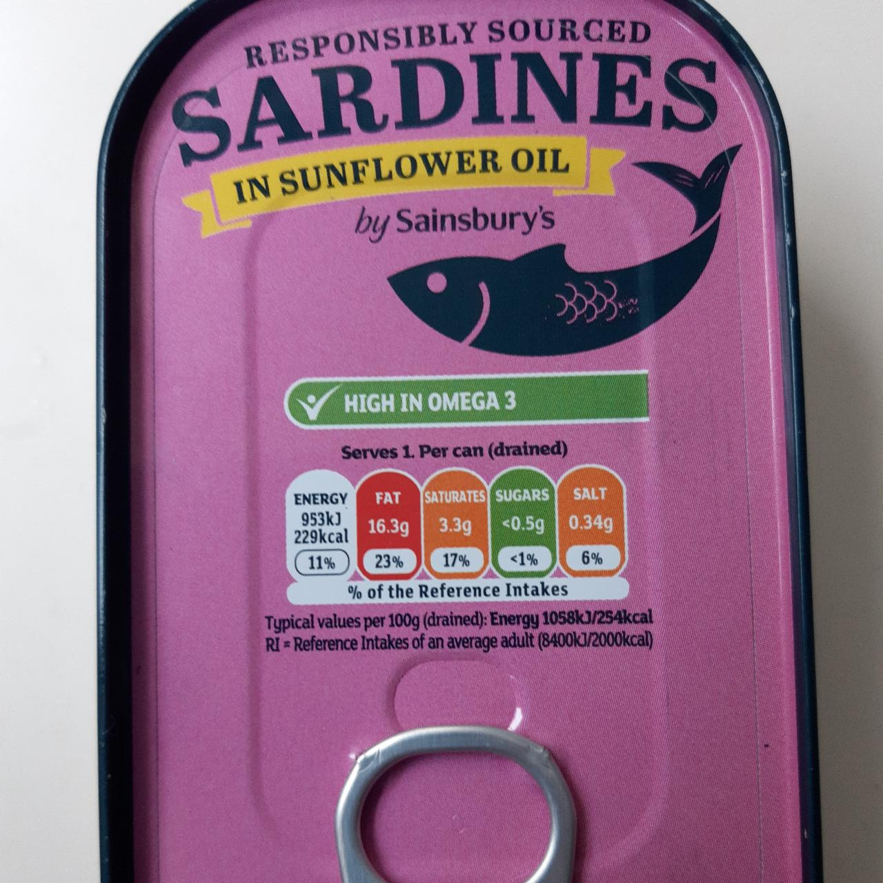 Fotografie - Sardines in sunflower oil Sainsbury's
