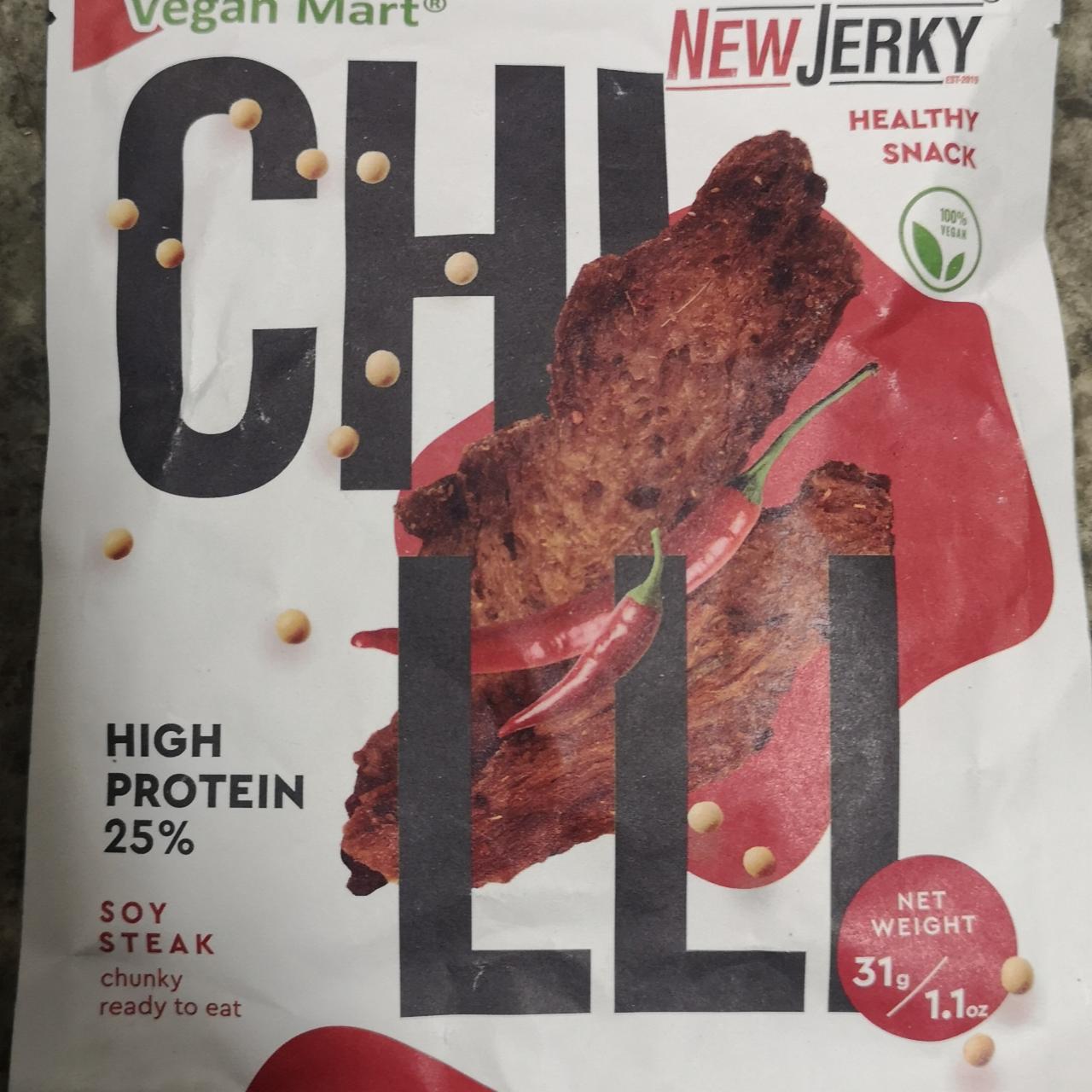Fotografie - New Jerky Chilli Soy Steak chunky high protein 25% Vegan Mart
