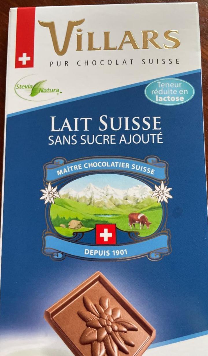 Fotografie - Lait Suisse sans sucre ajouté Villars PUR CHOCOLAT SUISSE