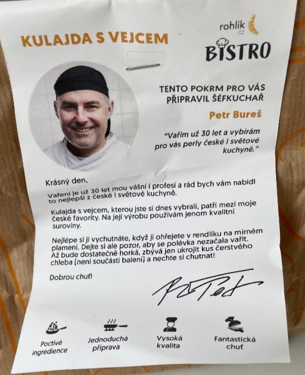 Fotografie - Kulajda s vejcem Bistro Rohlik.cz