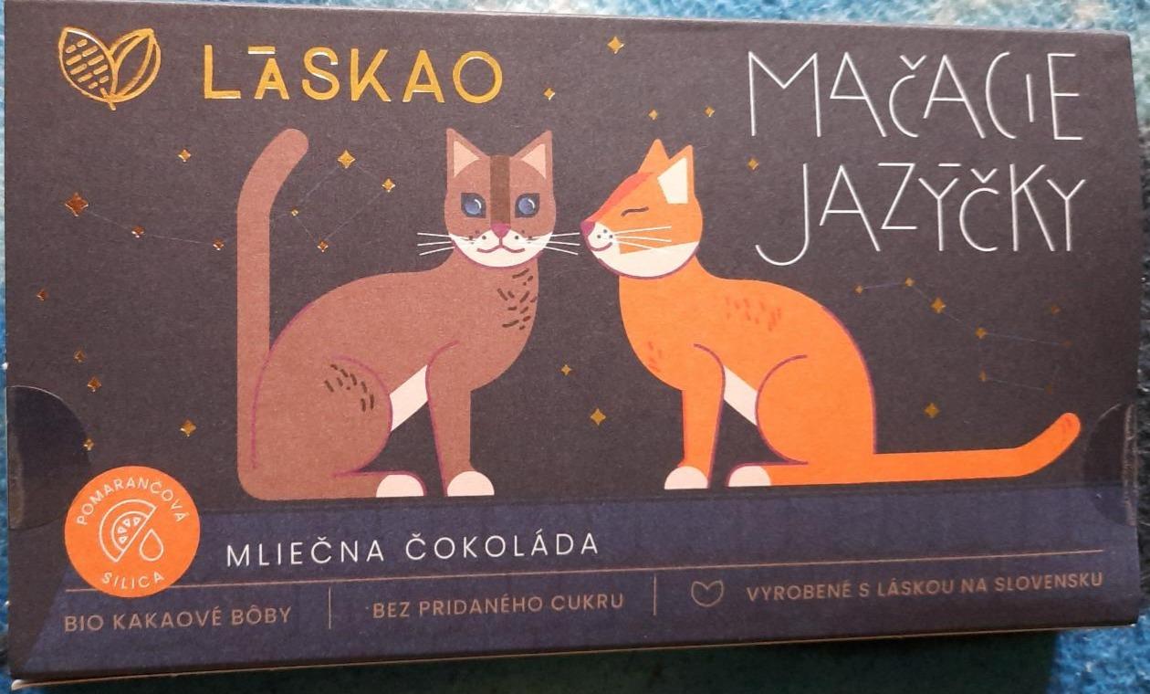 Fotografie - Mačacie Jazýčky Mliečna Čokoláda s pomarančovou príchuťou Laskao