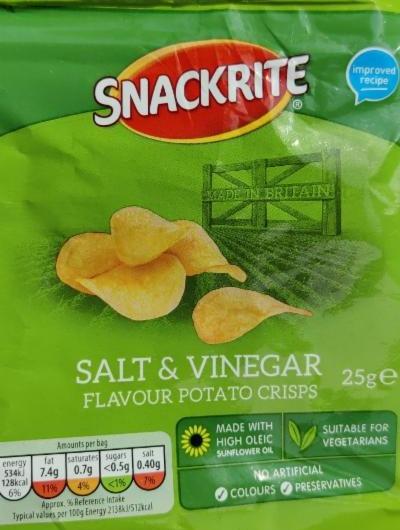 Fotografie - Salt & vinegart flavour potato crisps Snackrite