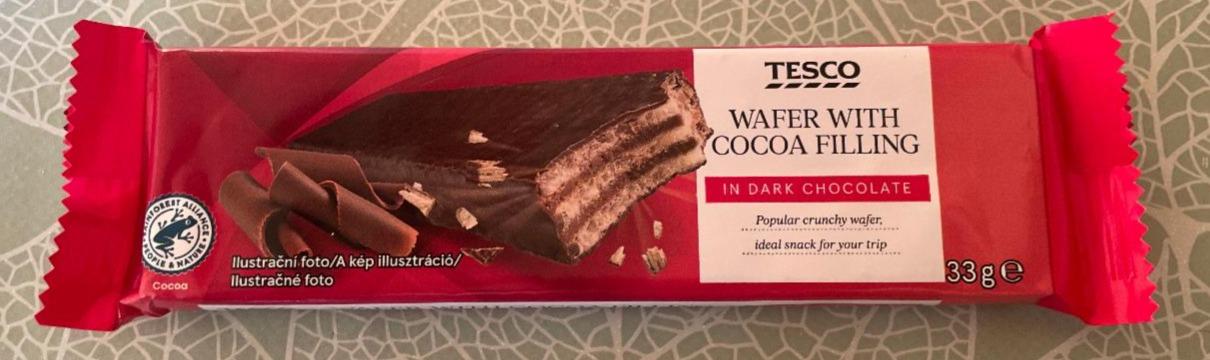 Fotografie - Wafer with cocoa filling in dark chocolate Tesco