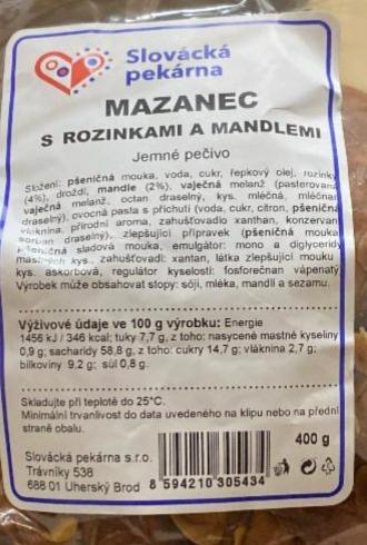 Fotografie - Mazanec s rozinkami a mandlemi Slovácká pekárna