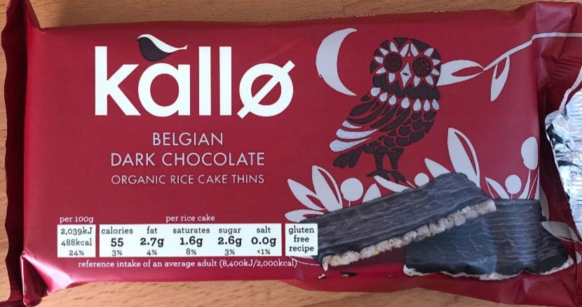 Fotografie - bio rýžové chlebíčky s tmavou čokoládovou polevou Kallo