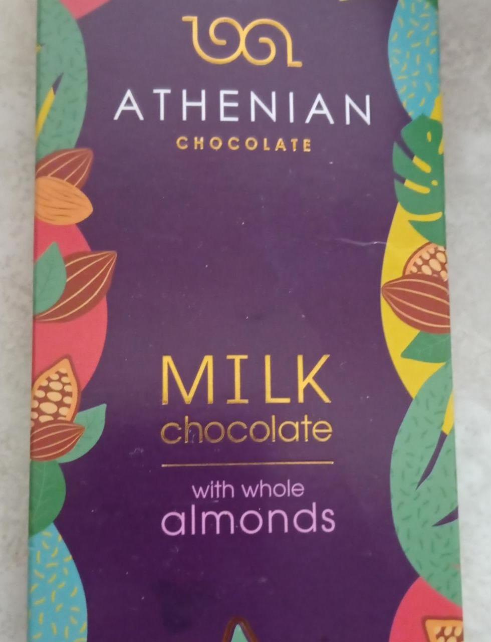 Fotografie - Milk chocolate with whole almonds Athenian Chocolate