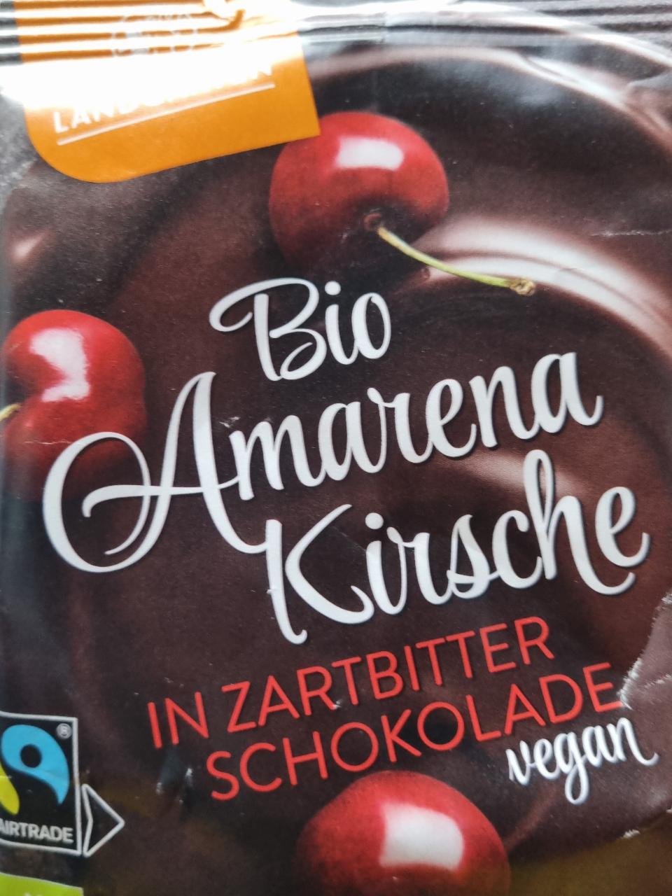 Fotografie - Bio Amarena Kirsche in Zartbitter Schokolade Landgarten