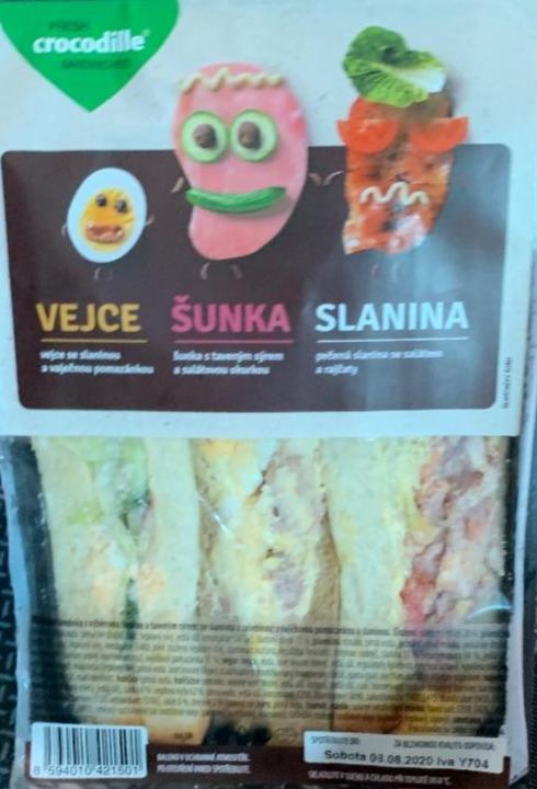 Fotografie - šunka, vejce, slanina sandwich Crocodille