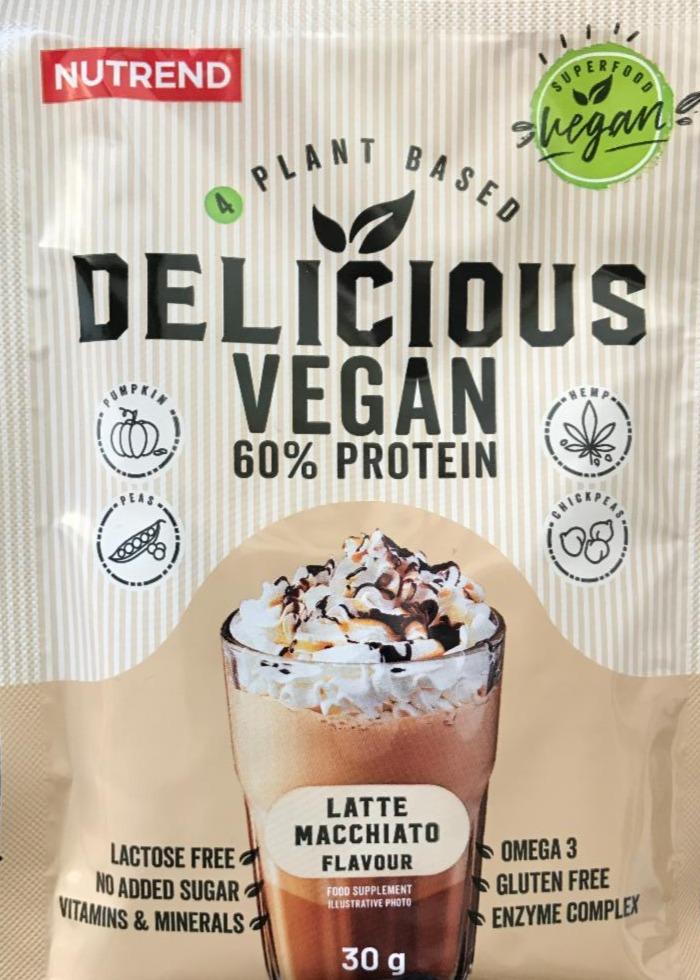 Fotografie - Delicious Vegan 60% Protein Plant Based Latte Macchiato Nutrend