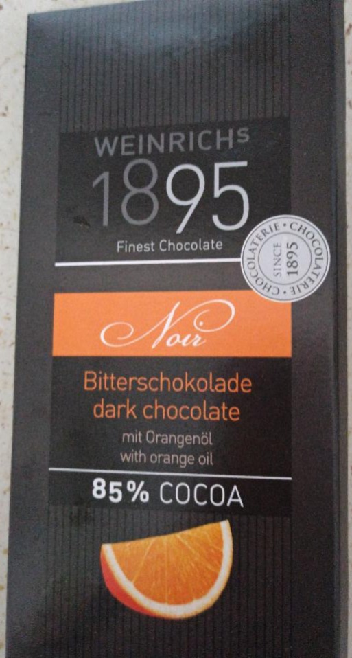 Fotografie - Dark Chocolate with orange oil 85% cocoa Weinrich's 1895