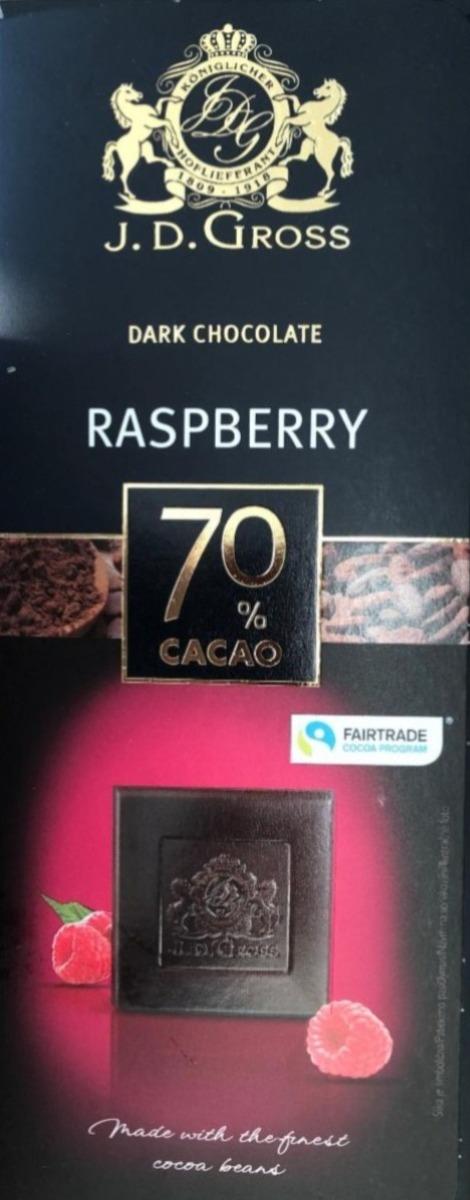 Fotografie - Dark Chocolate Raspberry 70% cacao J. D. Gross