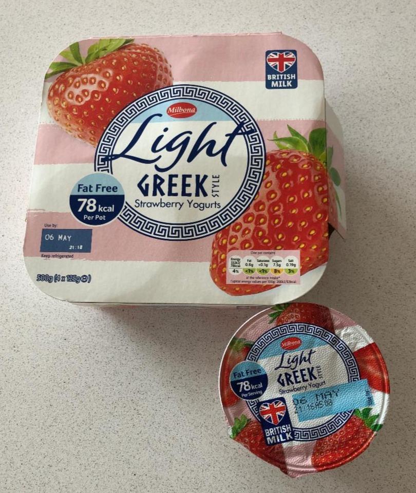 Fotografie - Light Greek Style Strawberry Yoghurt Milbona