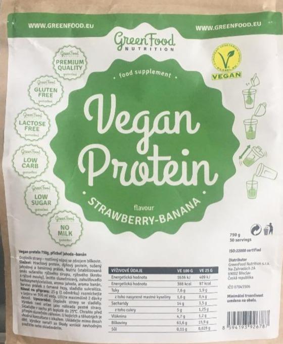Fotografie - Vegan protein strawberry-banana GreenFood