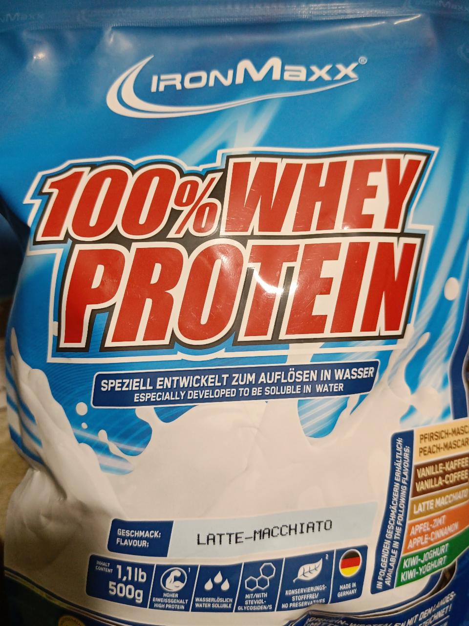 Fotografie - 100% whey protein Latte Macchiato IronMaxx