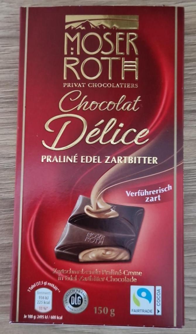 Fotografie - Chocolat Délice Praliné Edel Zartbitter Moser Roth