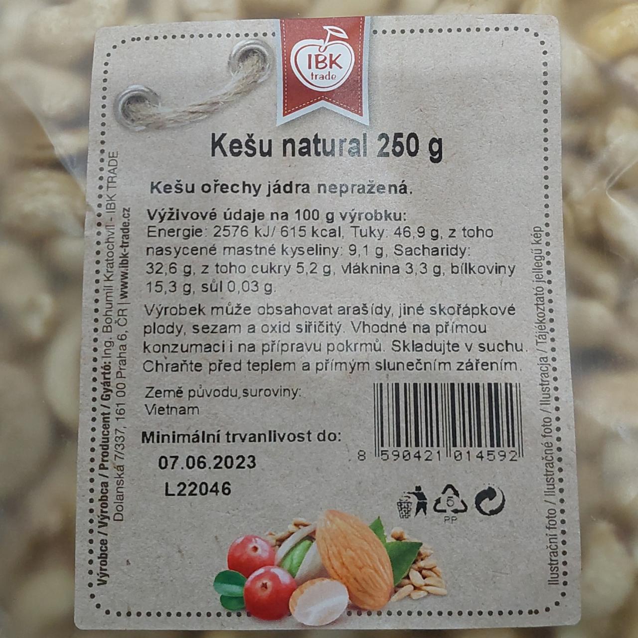 Fotografie - Kešu natural IBK trade