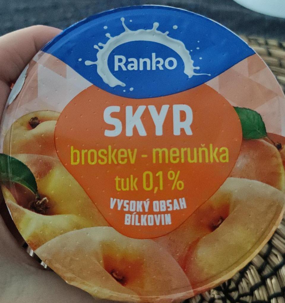 Fotografie - Skyr broskev-meruňka tuk 0,1% vysoký obsah bílkovin Ranko
