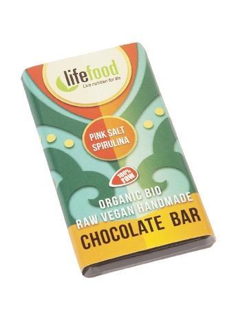 Fotografie - raw mini čokoládka se solí a spirulinou BIO Lifefood