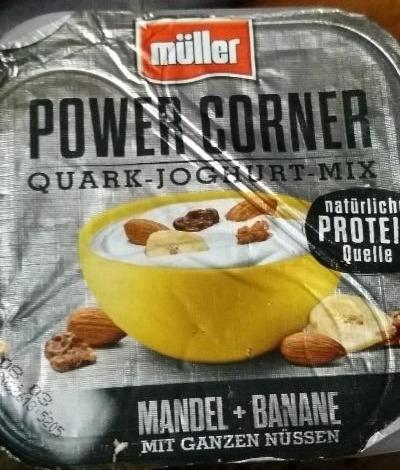 Fotografie - Power Corner Quark-Joghurt-Mix Mandel + Banane mit ganzen nüssen Müller