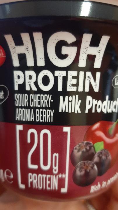 Fotografie - high protein milk product sour cherry aronia berry