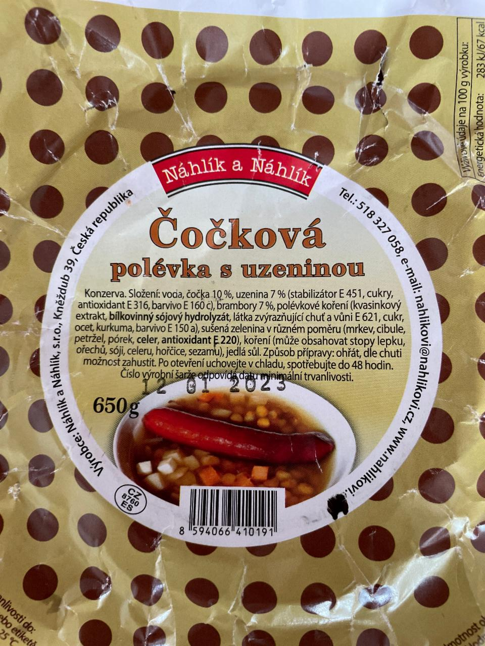 Fotografie - Čočková polévka s uzeninou Náhlík a Náhlík