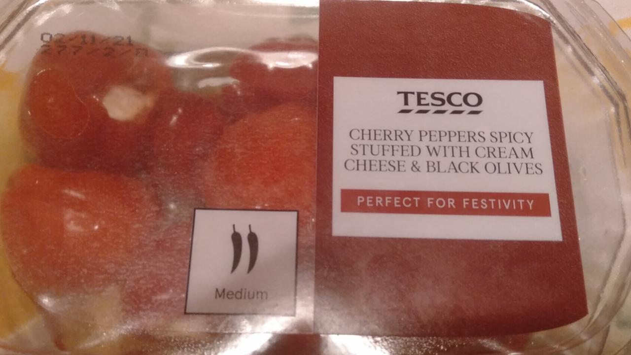 Fotografie - Cherry Peppers Spicy Stuffed with Cream Cheese & Black Olives Tesco