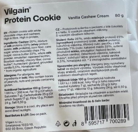 Fotografie - Protein cookie Vanilla Cashew Cream Vilgain