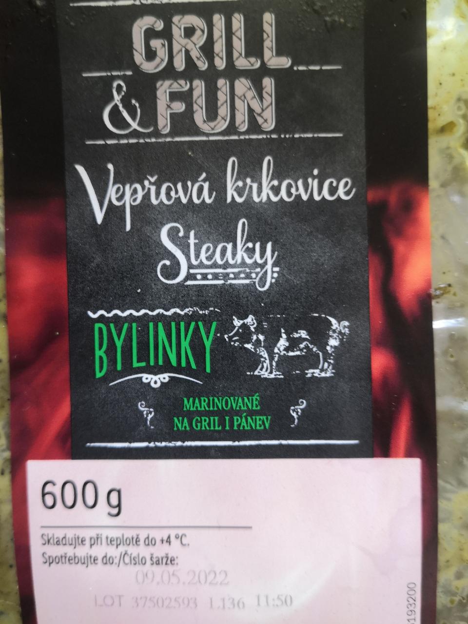 Fotografie - Steaky Vepřová krkovice Bylinky Grill & Fun