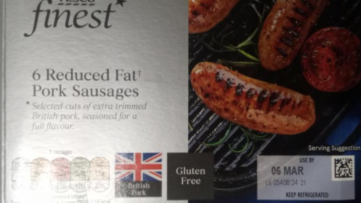 Fotografie - Tesco Finest reduced fat pork sausages