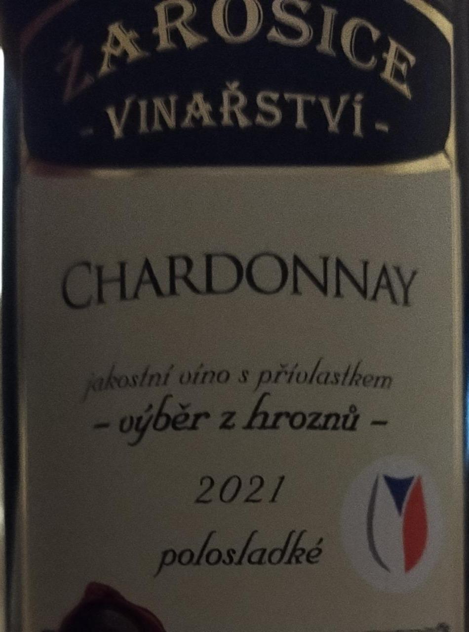 Fotografie - Chardonnay výběr z hroznů 2021 polosladké Vinařství Zarošice