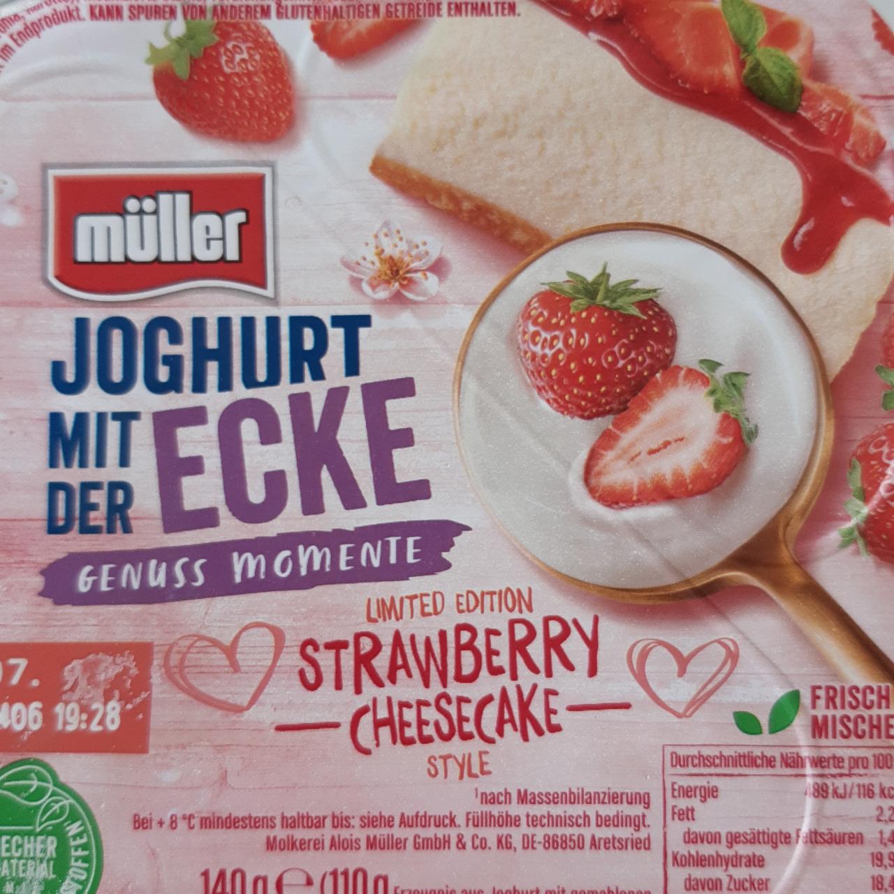 Fotografie - Joghurt mit der Ecke Strawberry Cheesecake Müller