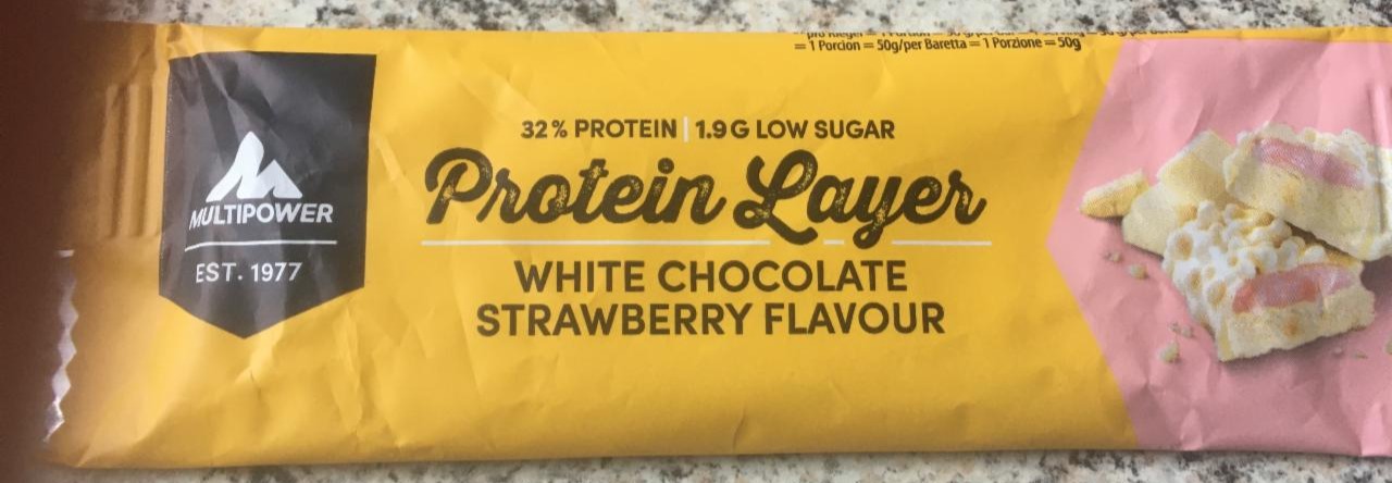Fotografie - Protein Layer White Chocolate Strawberry Flavour Multipower