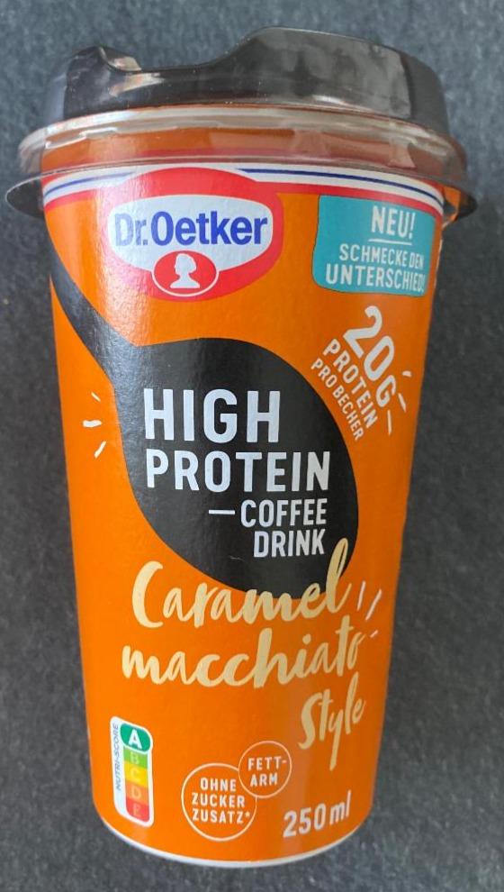 Fotografie - High Protein Coffee Drink Caramel Macchiato Style Dr.Oetker