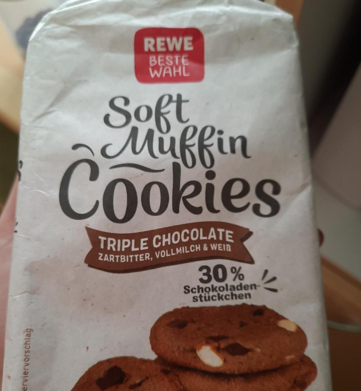 Fotografie - Soft Muffin Cookies Triple Chocolate REWE Beste Wahl