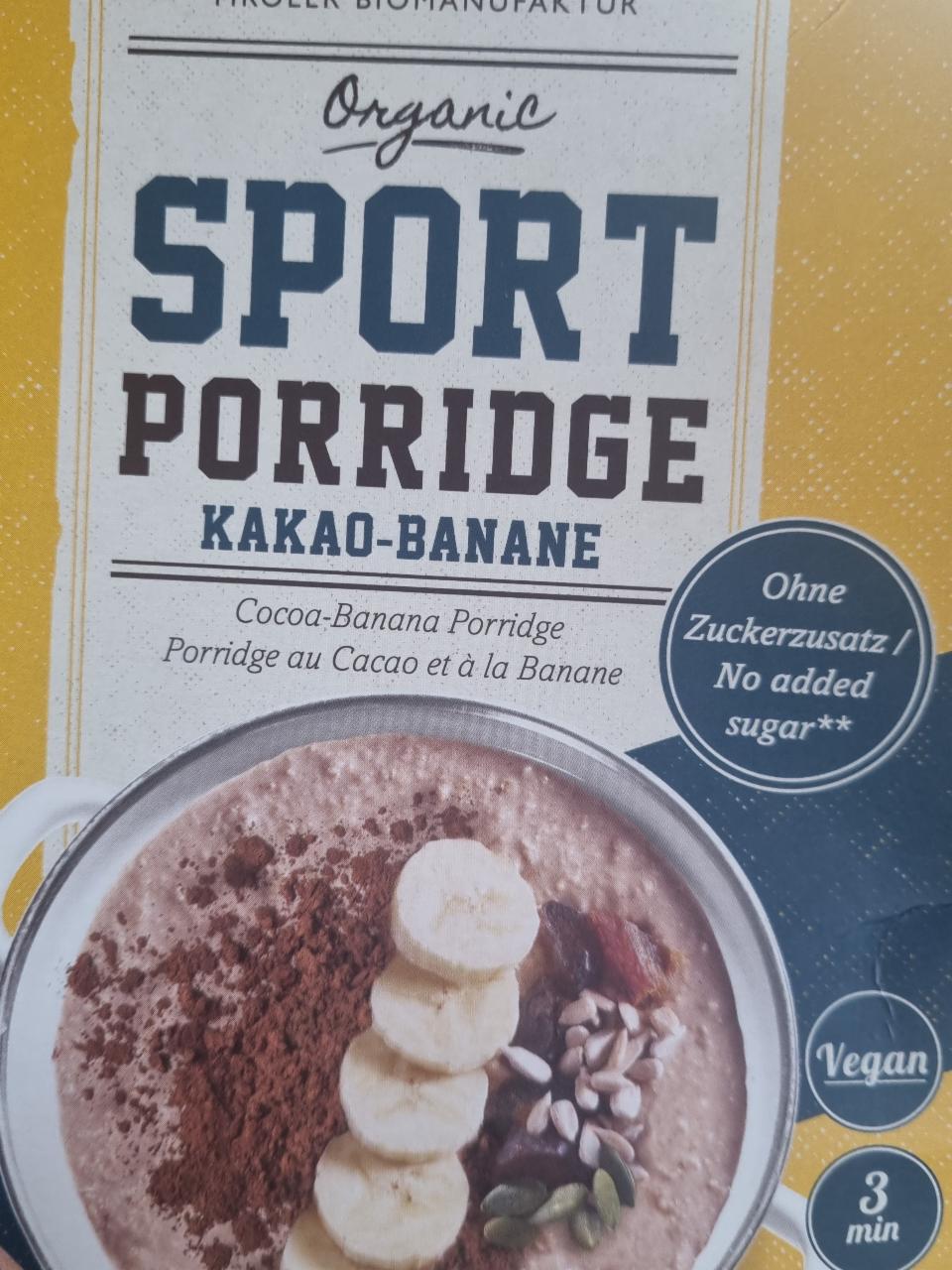 Fotografie - Organic Sport Porridge Kakao Banan Verival