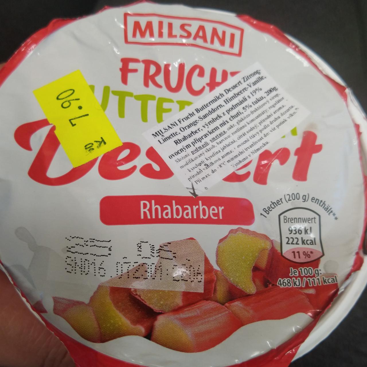 Fotografie - Milano Frucht Buttermilch Desert rhabarber Milsani