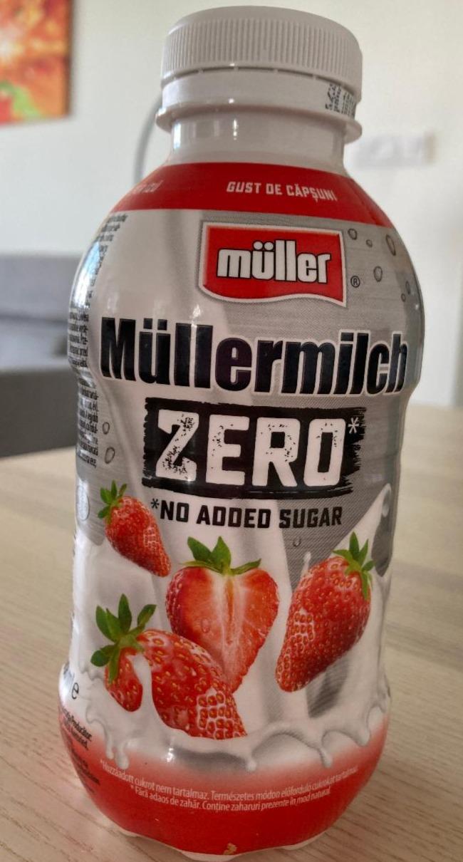 Fotografie - Müllermilch Zero No added sugar s jahodovou příchutí Müller