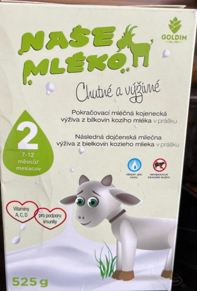 Fotografie - Naše mléko 2 Pokračovací mléčná kojenecká výživa z bílkovin kozího mléka v prášku Goldim