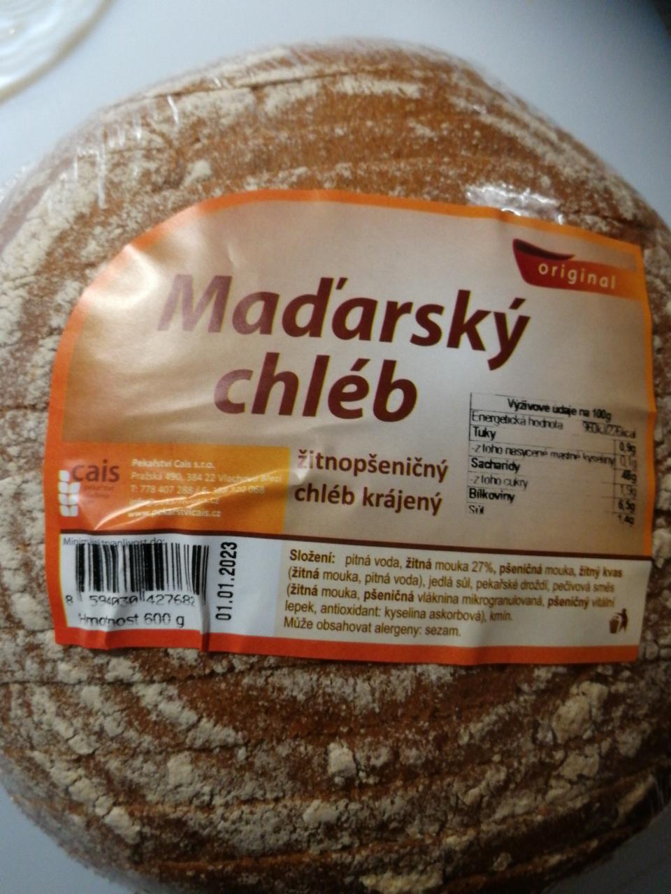 Fotografie - maďarský chléb pšenično žitný