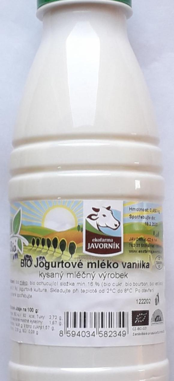 Fotografie - Bio Jogurtové mléko vanilka Ekofarma Javorník