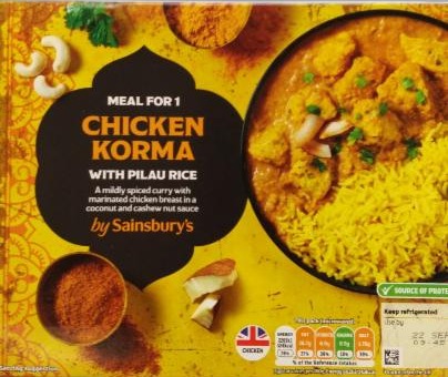 Fotografie - Chicken Korma with Pilau Rice Sainsbury's