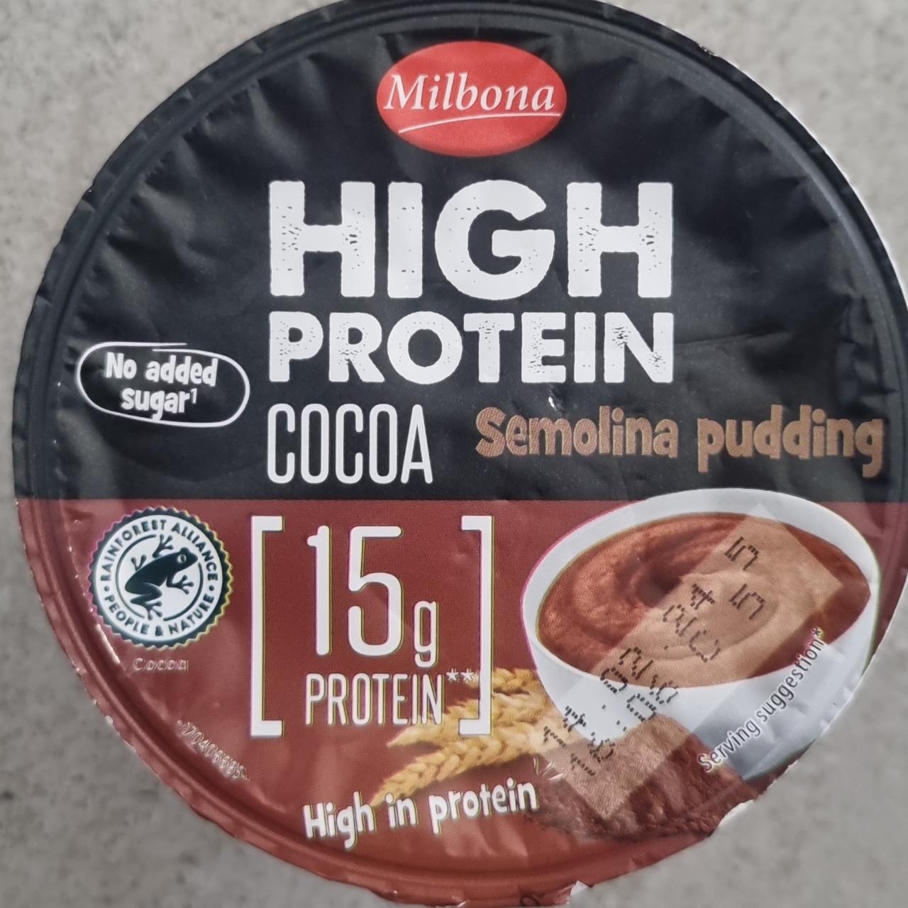 Fotografie - High protein Cocoa semolina pudding Milbona