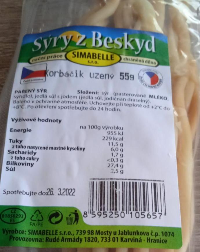 Fotografie - korbáčik uzený sýr z Beskyd