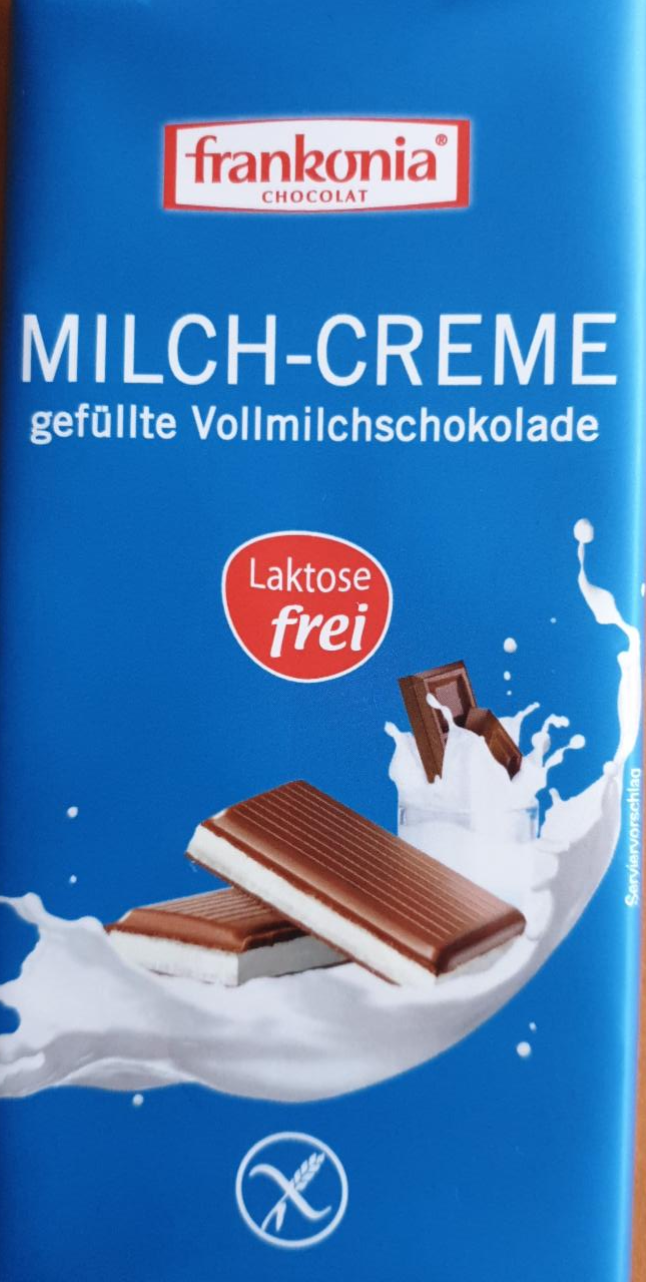 Fotografie - Mléčná čokoláda milch creme laktose frei Frankonia