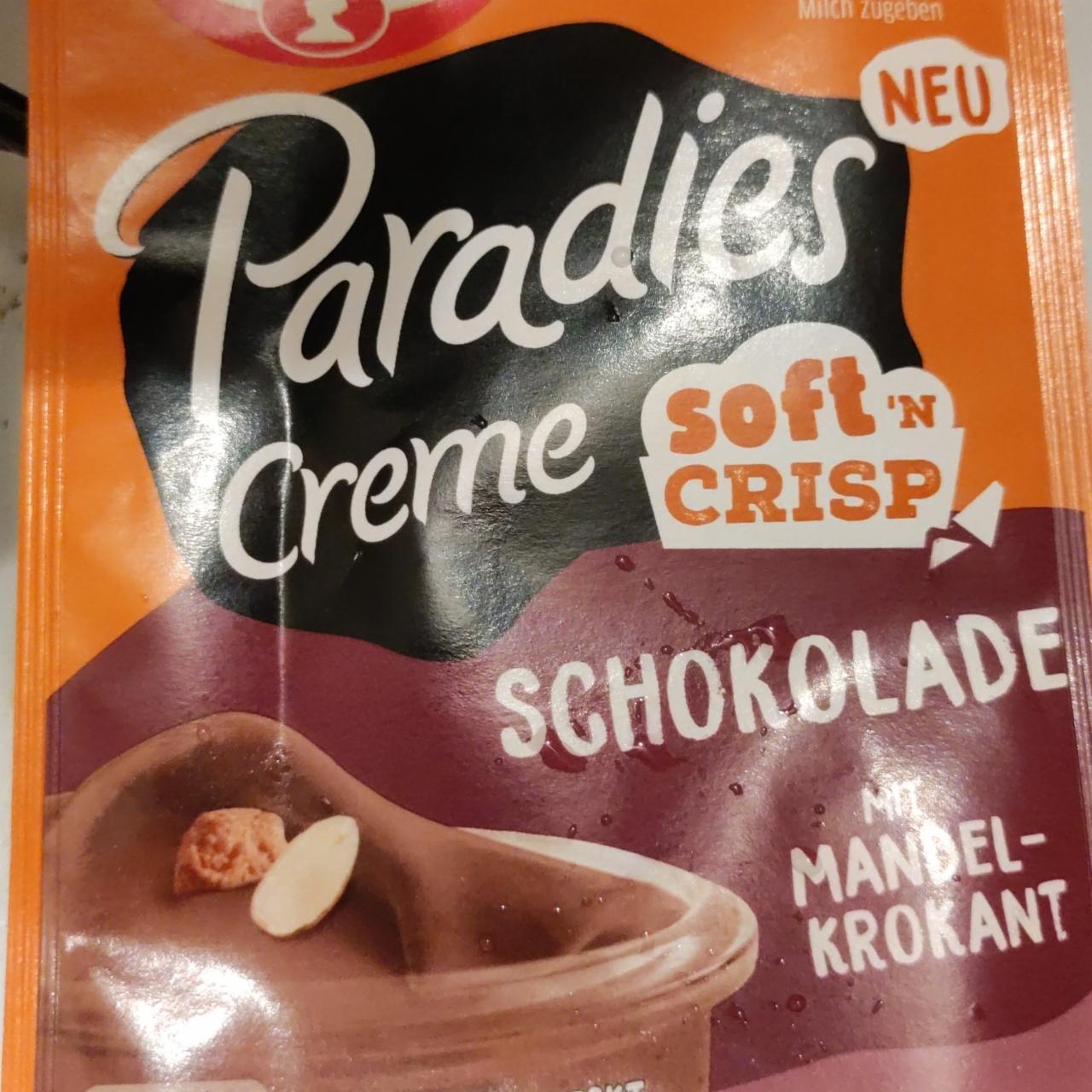 Fotografie - Paradies Creme soft'n crisp Schokolade mit Mandel-Krokant Dr.Oetker