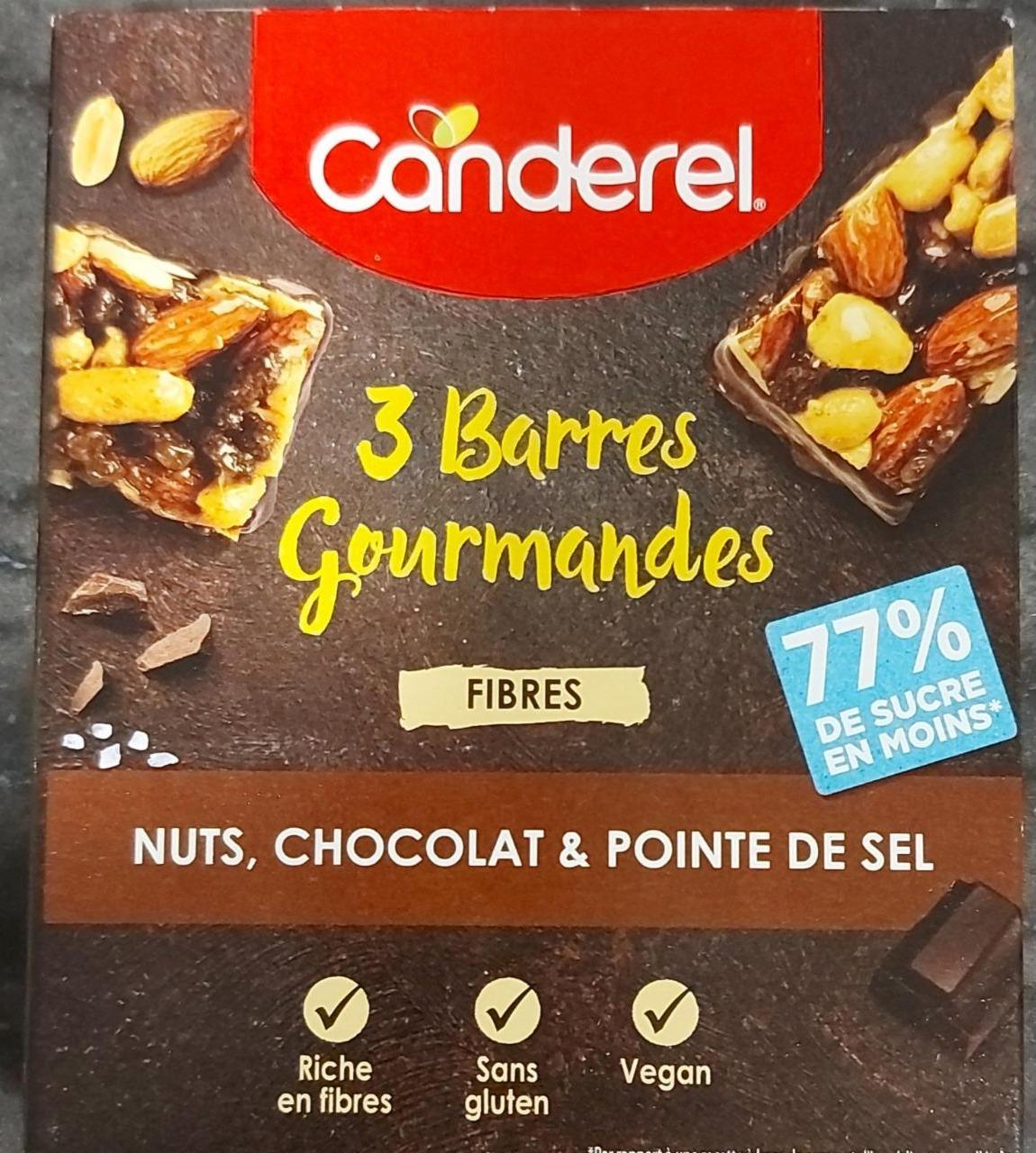 Fotografie - 3 Barre Gourmandes Fibres Nuts, Chocolat & Pointe De Sel Canderel